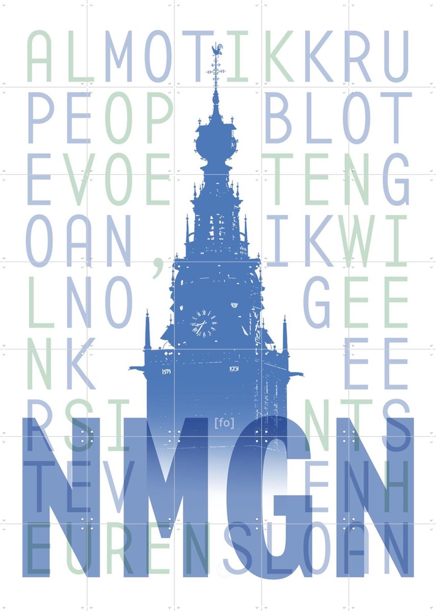 IXXI NMGN, Fototypo - 100 x 140 cm - Gratis ophangtool - Grote wanddecoratie en posters - Typografie, Grafisch Ontwerp, Woonkamer, Architectuur, Stad