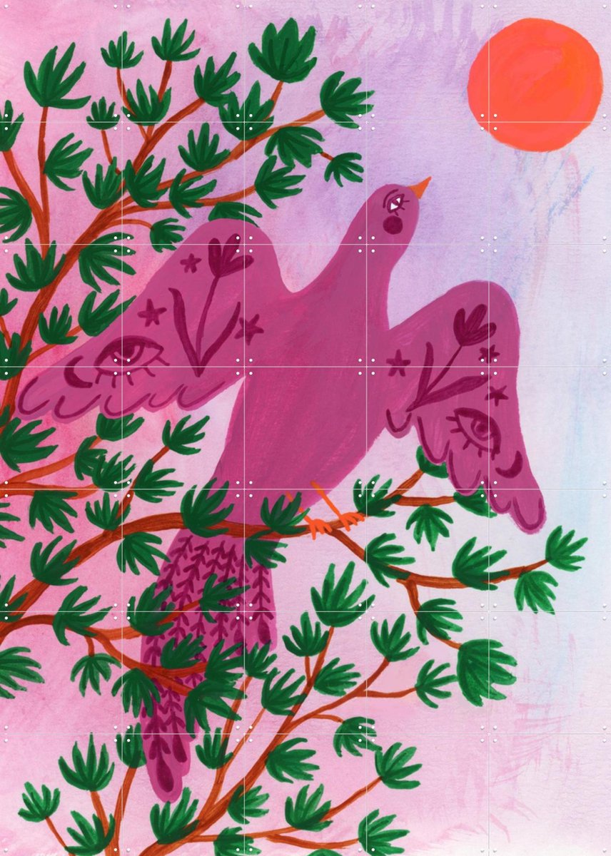 IXXI Dromen Achterna, Kirsten Blom Art & Illustration - 100 x 140 cm - Gratis ophangtool - Grote wanddecoratie en posters - Speels, Kleurrijk