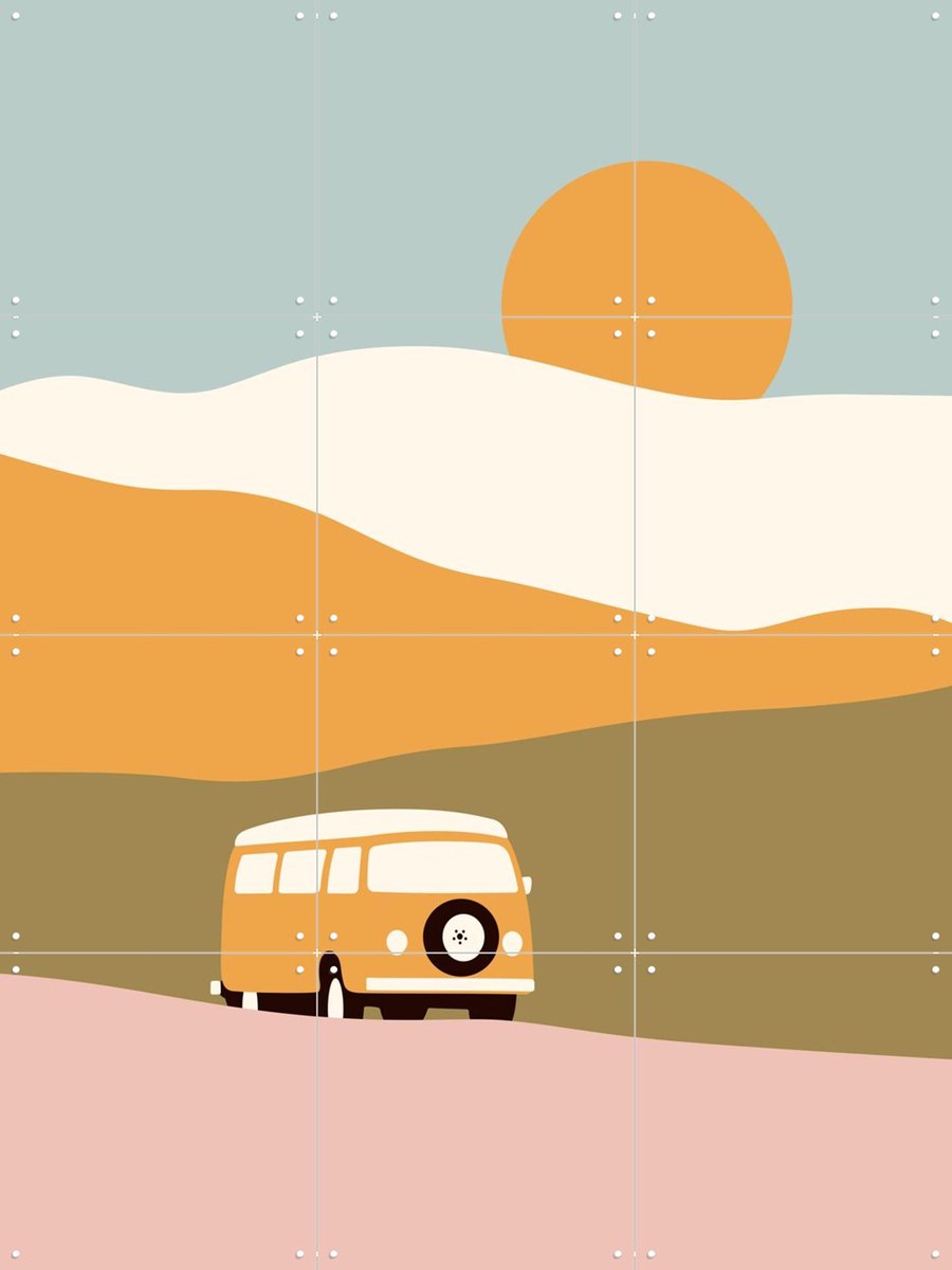 IXXI Van, Florent Bodart - 60 x 80 cm - Gratis ophangtool - Grote wanddecoratie en posters - Illustraties, Minimalisme, Geometrische Kunst, Kleurrijk