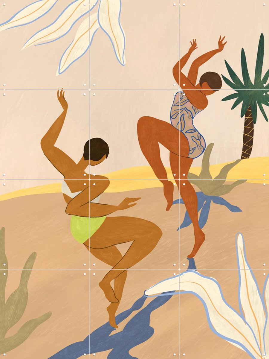IXXI Summer Dance, Arty Guava - 60 x 80 cm - Gratis ophangtool - Grote wanddecoratie en posters - Speels, Illustraties, Grafisch Ontwerp, Kleurrijk