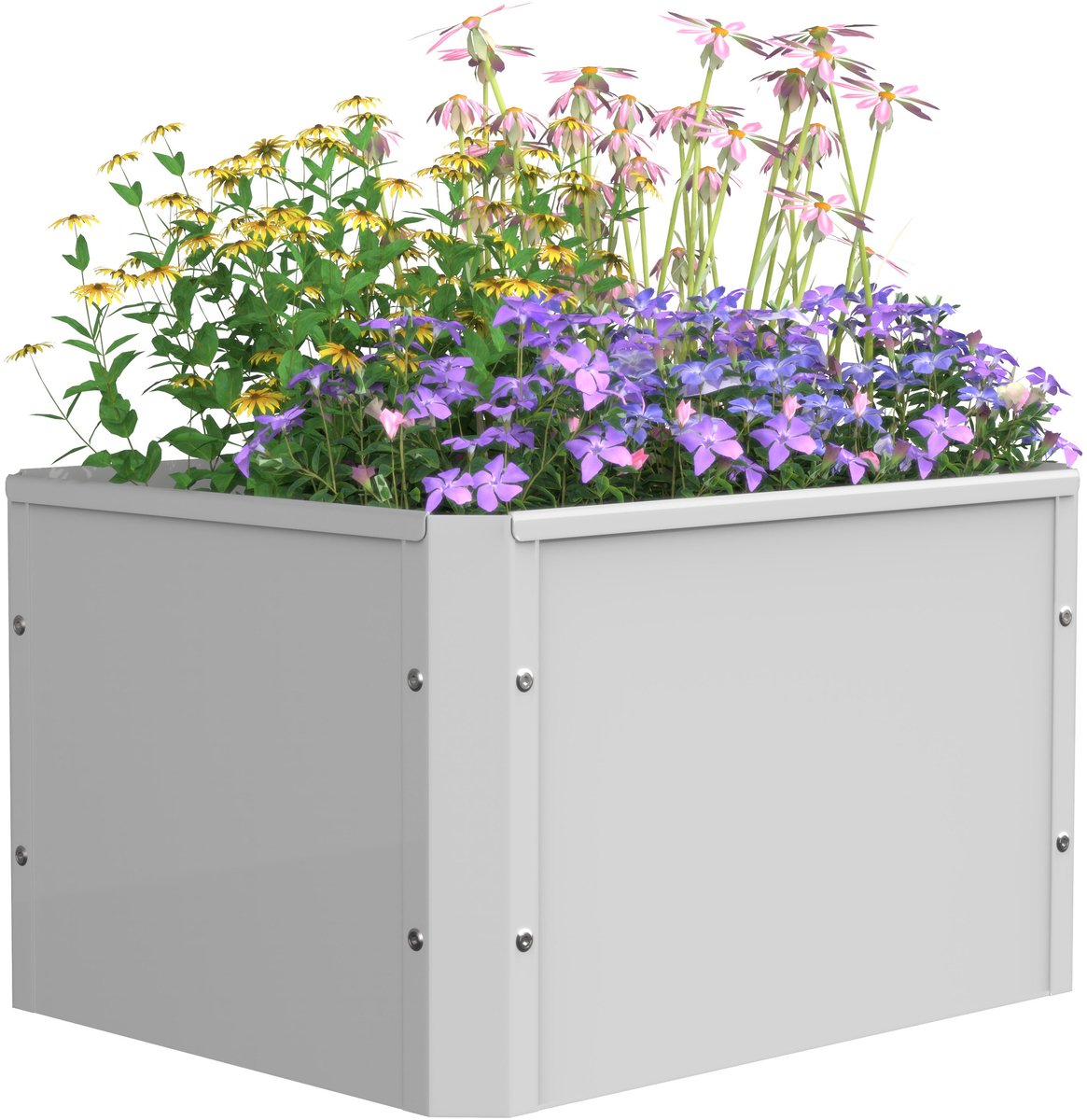 VCM Metall Hochbeet 50x40x30 cm, rechteckiger Pflanzkasten für Balkon Terrasse Garten, Blumenkasten mit und auch ohne Boden nutzbar, Balora M
