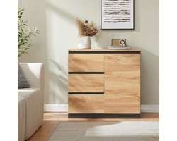 Commode Kyr met 80x40x75 cm zwart en eikenkleurig (en.casa)