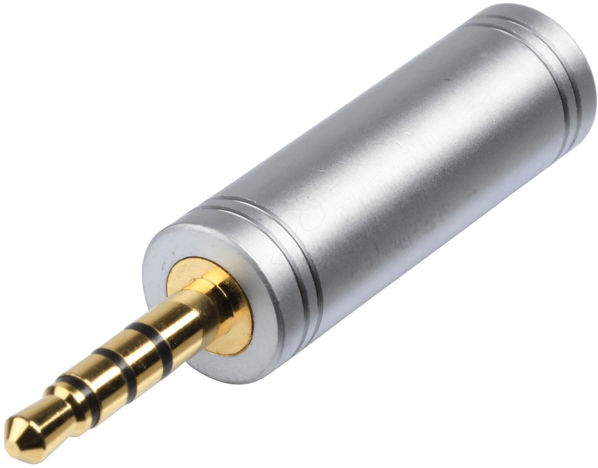 3,5mm Jack 4-polig (m) - 3,5mm Jack 3-polig (v) adapter / metaal verguld