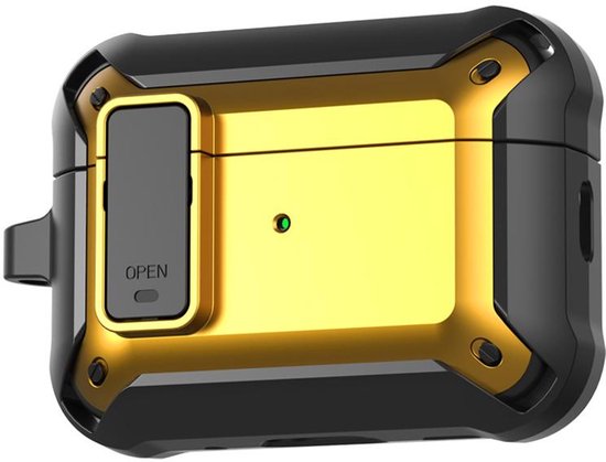 Telestore - Hoesje geschikte voor AirPods Pro 3 - TPU hybride hoesje Beschermhoes - Shockproof AirPods Pro 3 Cover - AirPods Pro 3 Hoesje - Geschikt voor Apple Airpods Pro 3 - geel / goud - hard en TPU cover met sleutelhanger