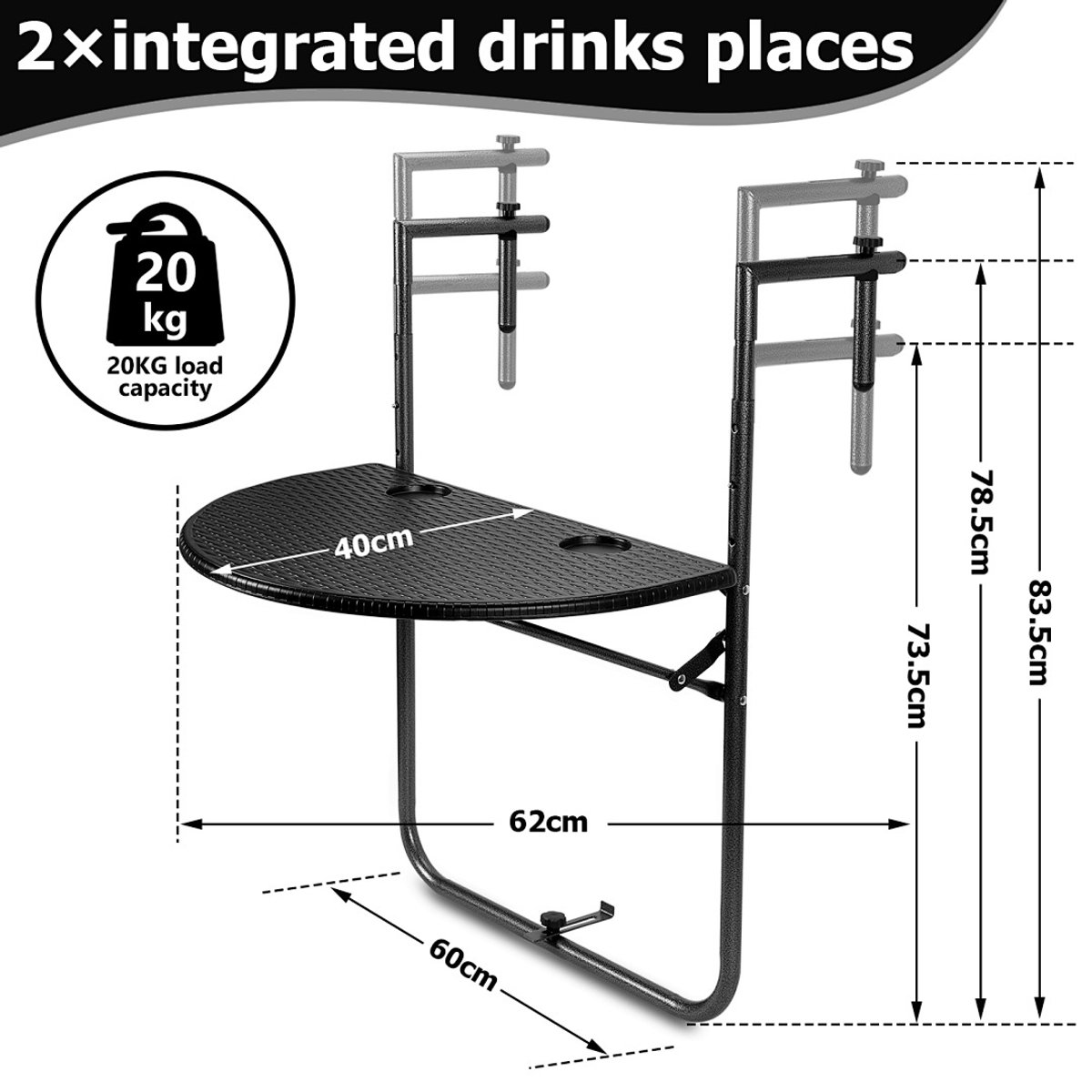 GONGXIFA SAS Balkontafel - Inklapbaar thumbnail 3