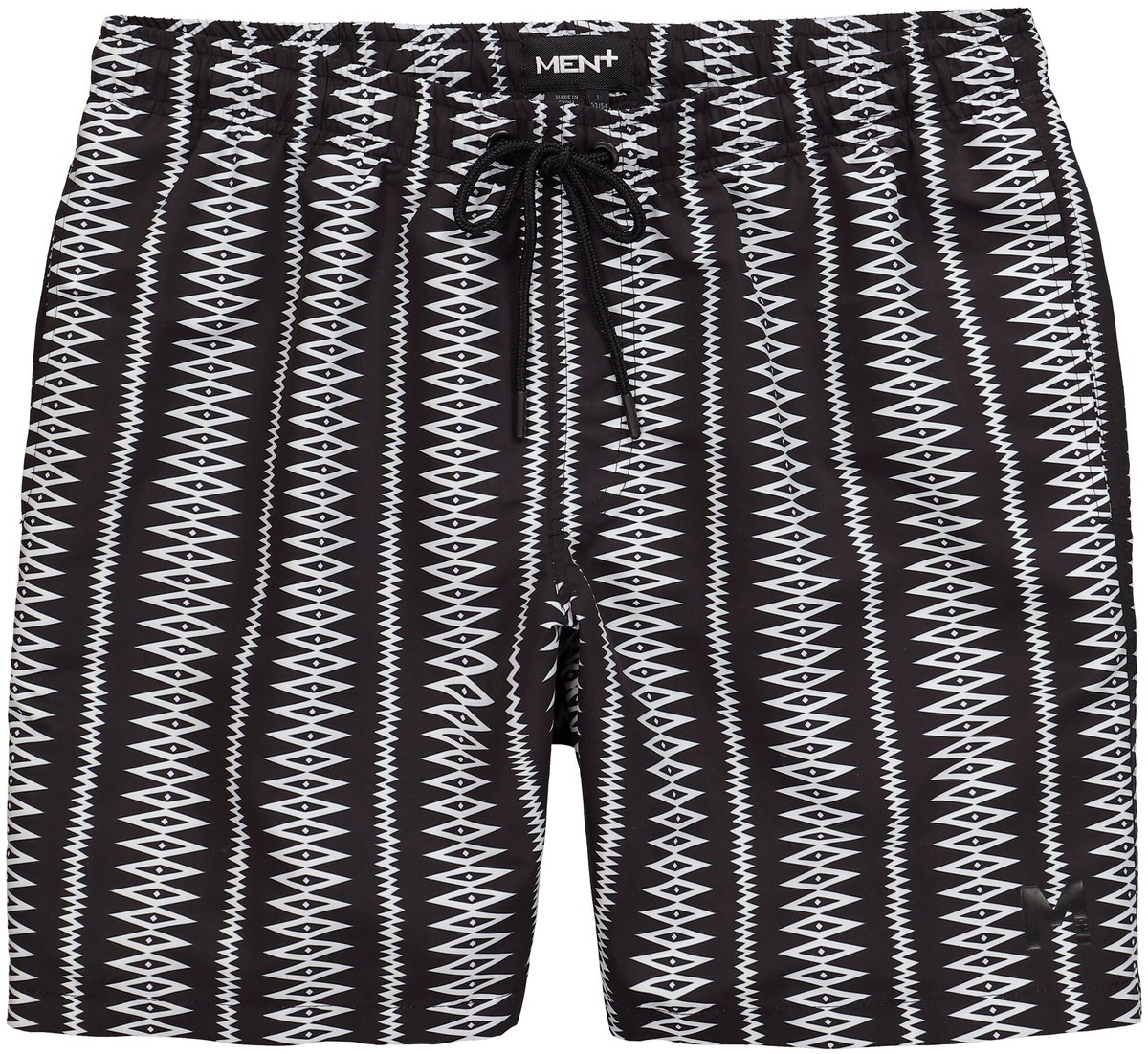 Men Plus - Heren - Zwemshort buikfit all-over print elastische tailleband - Zwart - Maat 6XL