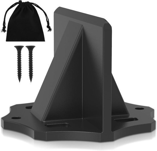 Zwarte, compacte houtkloverhouder met een zakje en 2 schroeven.