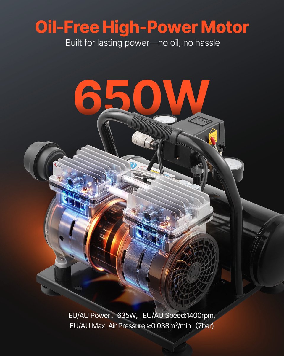 VEVOR Compressor 4l Luchtcompressor 120psi Perslucht 635w Fluistercompressor – foto 8