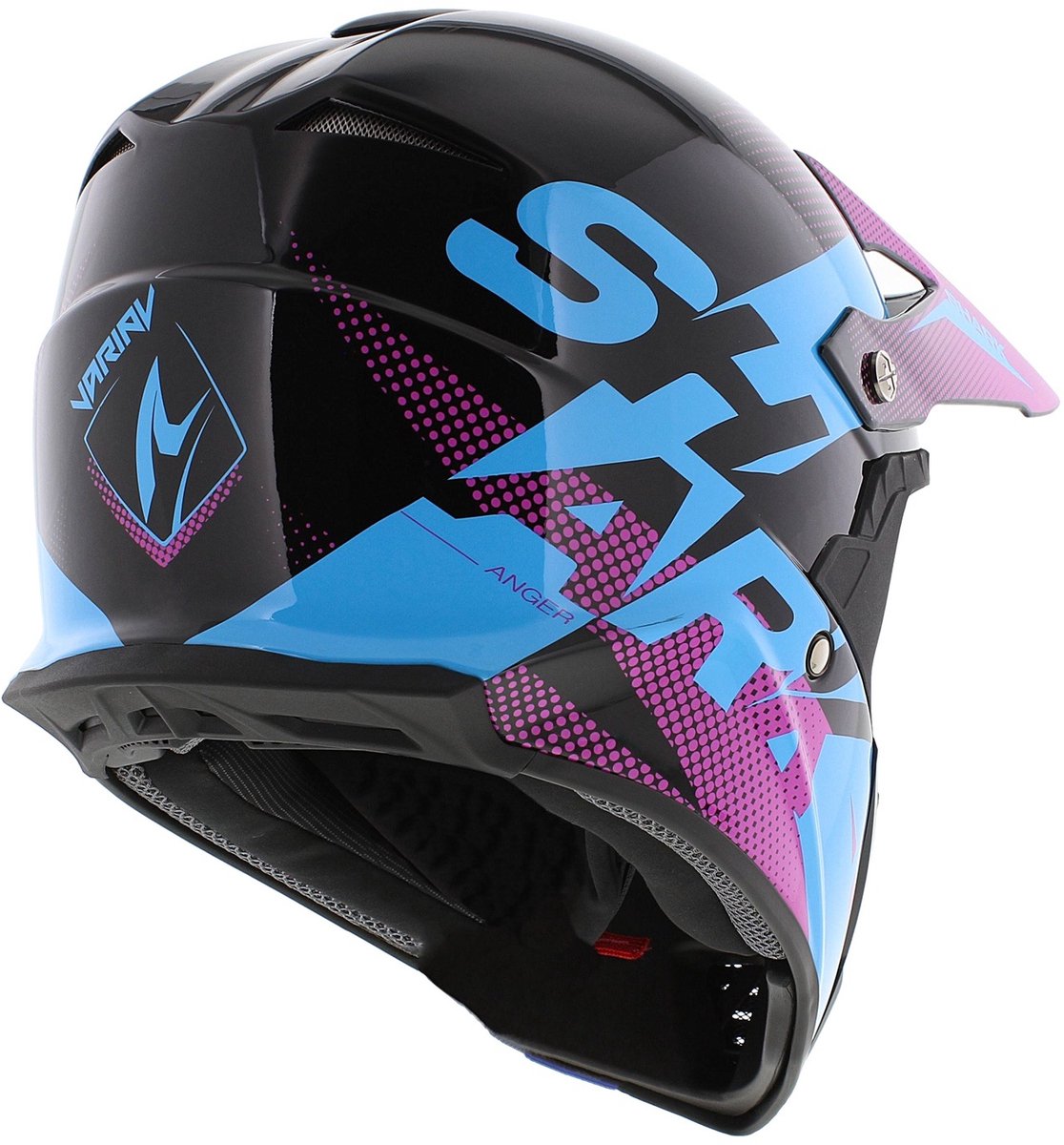 Shark Varial Anger helm glans zwart roze blauw S - Crosshelm voor motorcross / quad / etc – foto 4