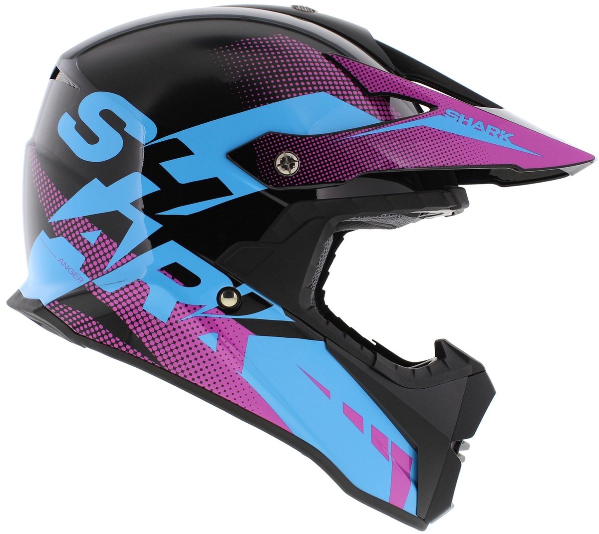 Shark Varial Anger helm glans zwart roze blauw S - Crosshelm voor motorcross / quad / etc – foto 8