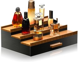 Drielaagse parfumorganizer voor heren - cosmetica-opbergdoos - parfumrek met verborgen lades - parfumrek - gelaagde plank voor kaptafel