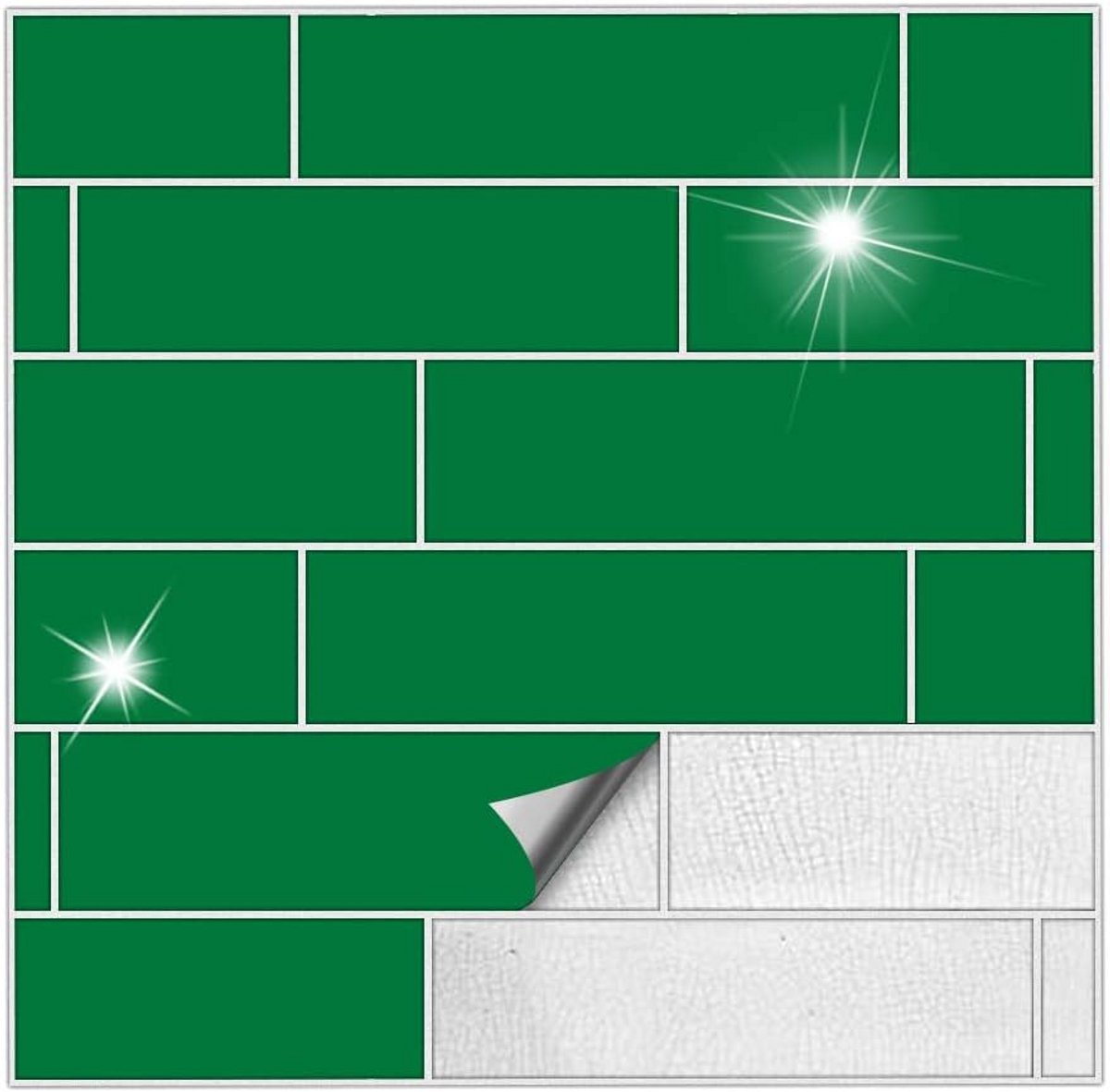 Glanzende Zelfklevende Tegelstickers Groen - 3x20 cm - 50 Stuks - Wandtegels Overplakken