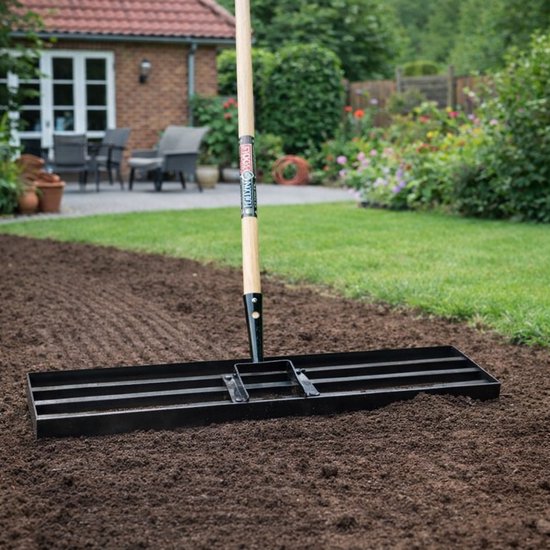 Talen Tools - Egalisatiehark - 70 cm - Gecoat staal - Essenhouten steel - 160 cm van Talen Tools — afbeelding 2