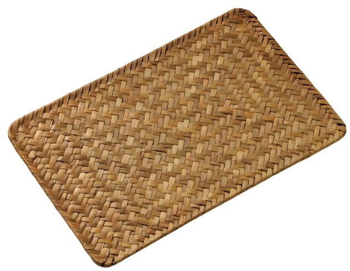 Set van 4 - Rechthoekige placemats van rotan - Placemats van natuurlijk zeewier - 24 x 36 cm