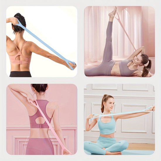 Yoga Stretch Bands - for Physiotherapy - Gymnastics Exercises - Yoga-oefenband - Rekband - Weerstandsband - Voor training en fitness - Blauw - LOUZIR van Merkloos — afbeelding 2