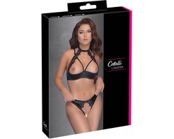 Cottelli Collection - Uitdagende BH Set Met Open Kruisje - Zwart