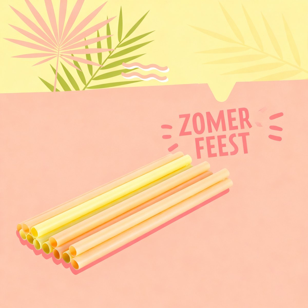 Set van 12 gekleurde plastic rietjes 20 cm Fackelmann Summer Party