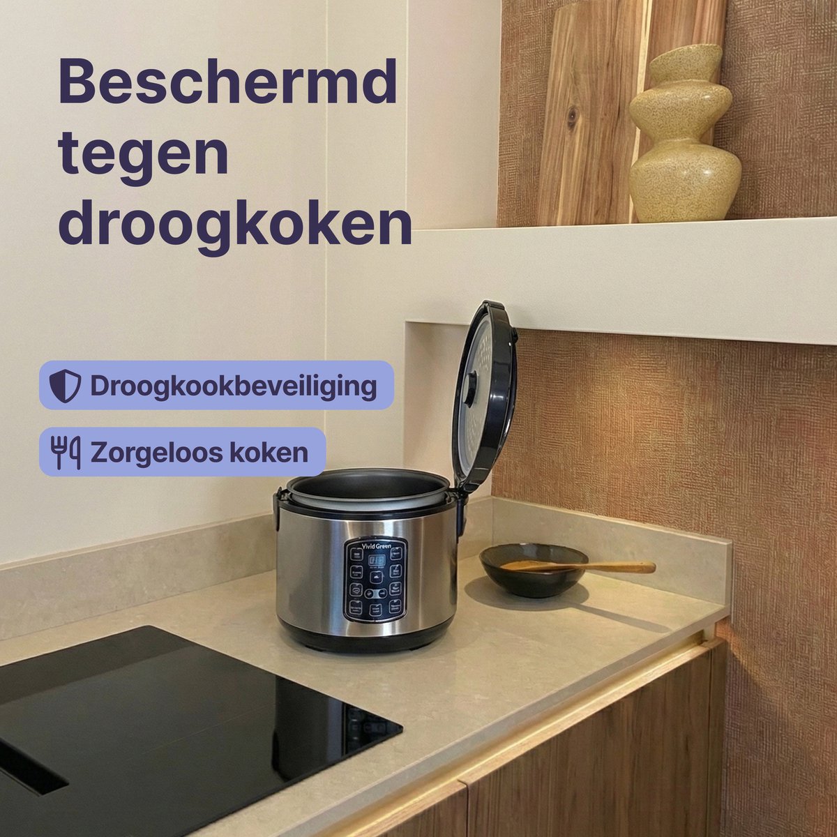 Rijstkoker met Stomer - 1.8L - Slowcooker met Timer - 10 Porties - Multicooker - Rice Cooker - RVS - Vivid Green – foto 8