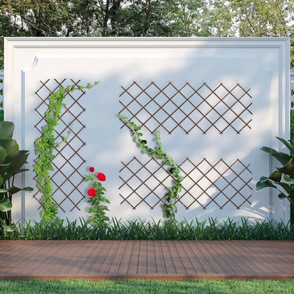 Candala Trellis uitschuifbaar, - Bruin - 180 x 90 cm - set van 3