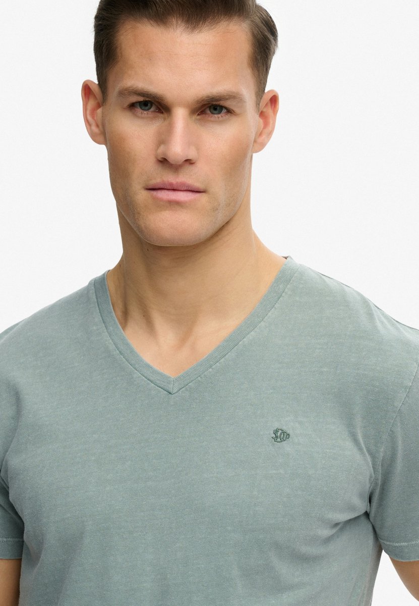Superdry T-shirt Classic Cotton Linen Vee M1012391a J1e Sage Mannen Groen
