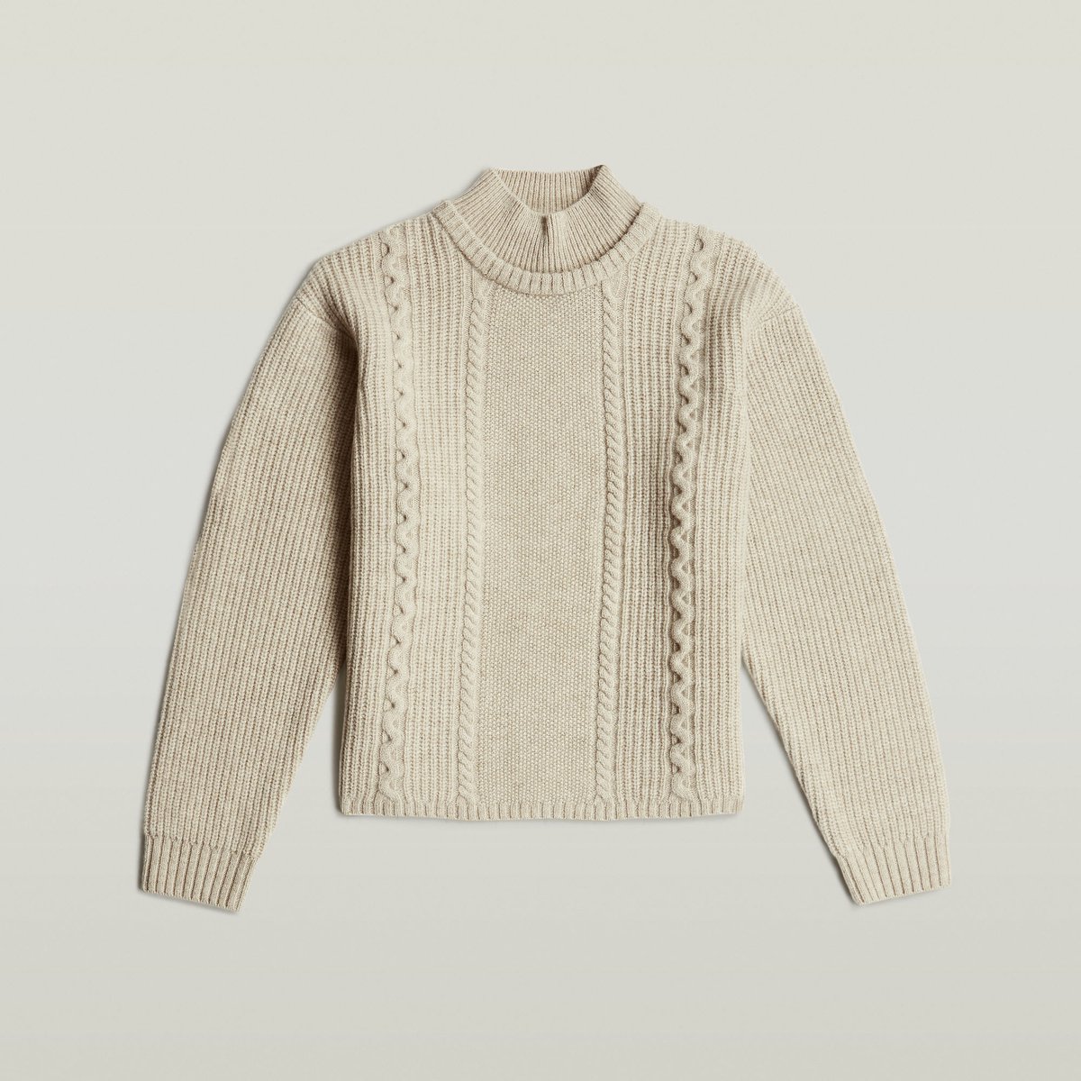 G-STAR Cable double collar knit wmn Dames Trui dk Dk Brick Htr