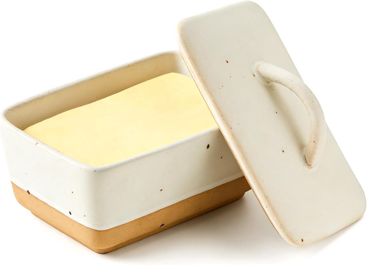 Keramische Botervloot met Deksel voor 500g Boter - Vintage Stijl en Vaatwasserbestendig