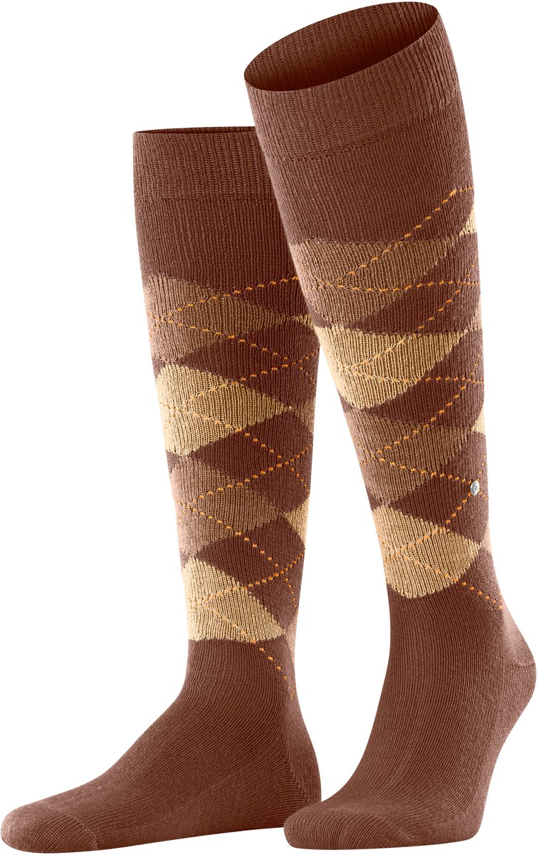 Burlington Preston lang gedessineerd materiaal kniekousen heren bruin - maat 40-46