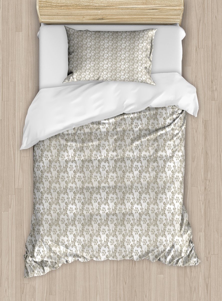 ABAKUHAUS Vintage dekbedovertrekset voor eenpersoonsbedden, antiek kunstpatroon, inclusief kussensloop, 130 x 200 cm