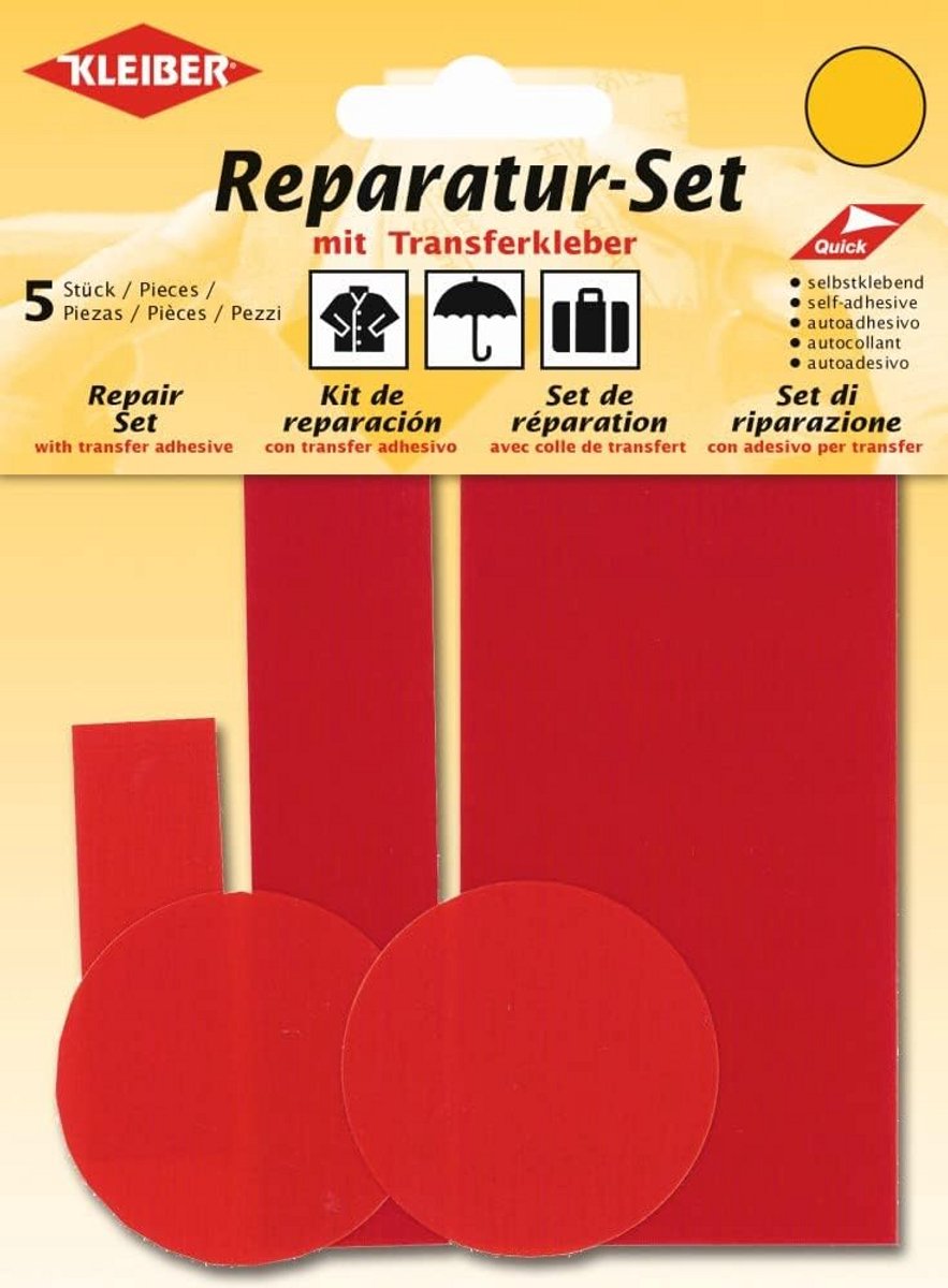 Set van 5 zelfklevende reparatiepleisters voor nylon en outdoor kleding
