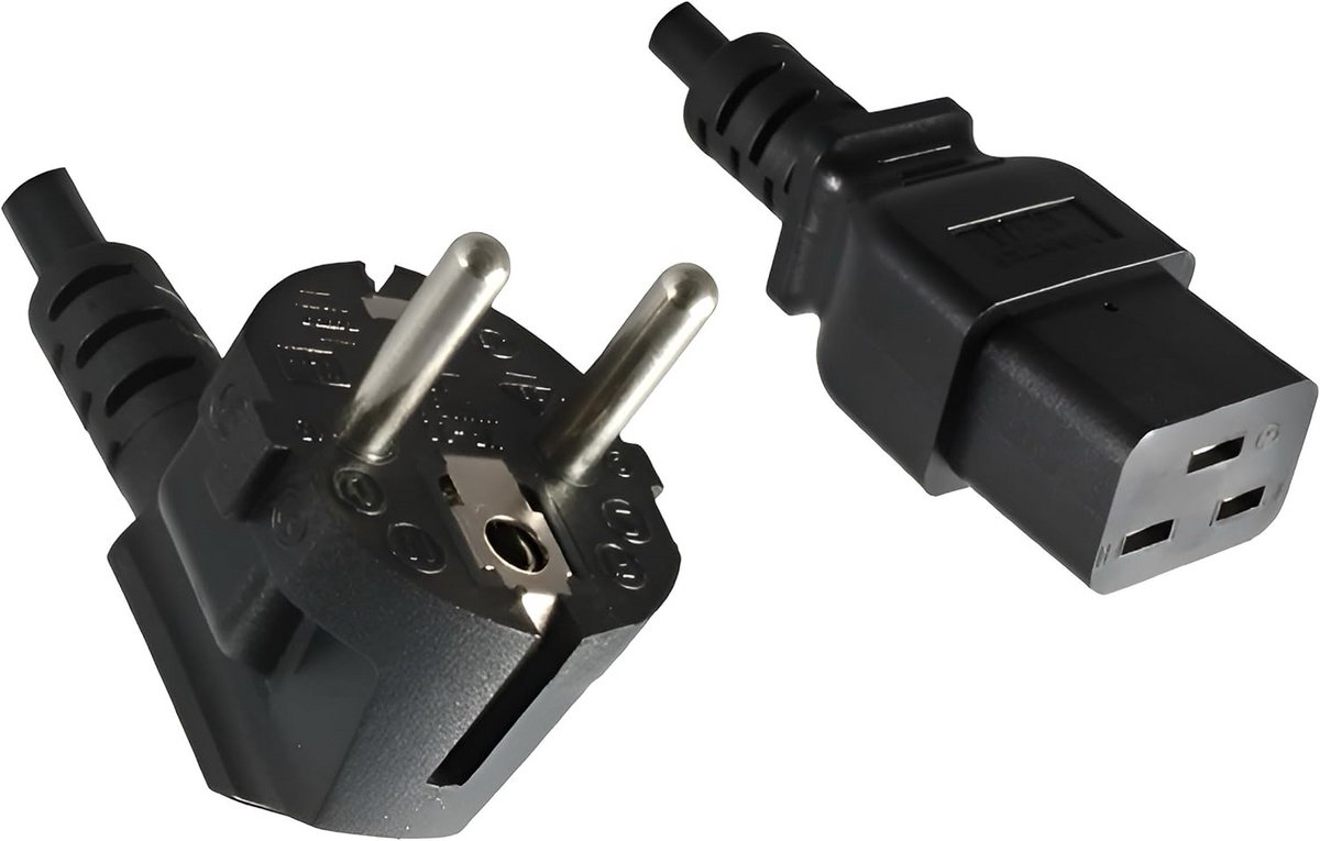 Stroomkabel C19 naar Geaarde Schuine Stekker (CEE 7/7) Zwart 5 Meter 3x1.5mm²