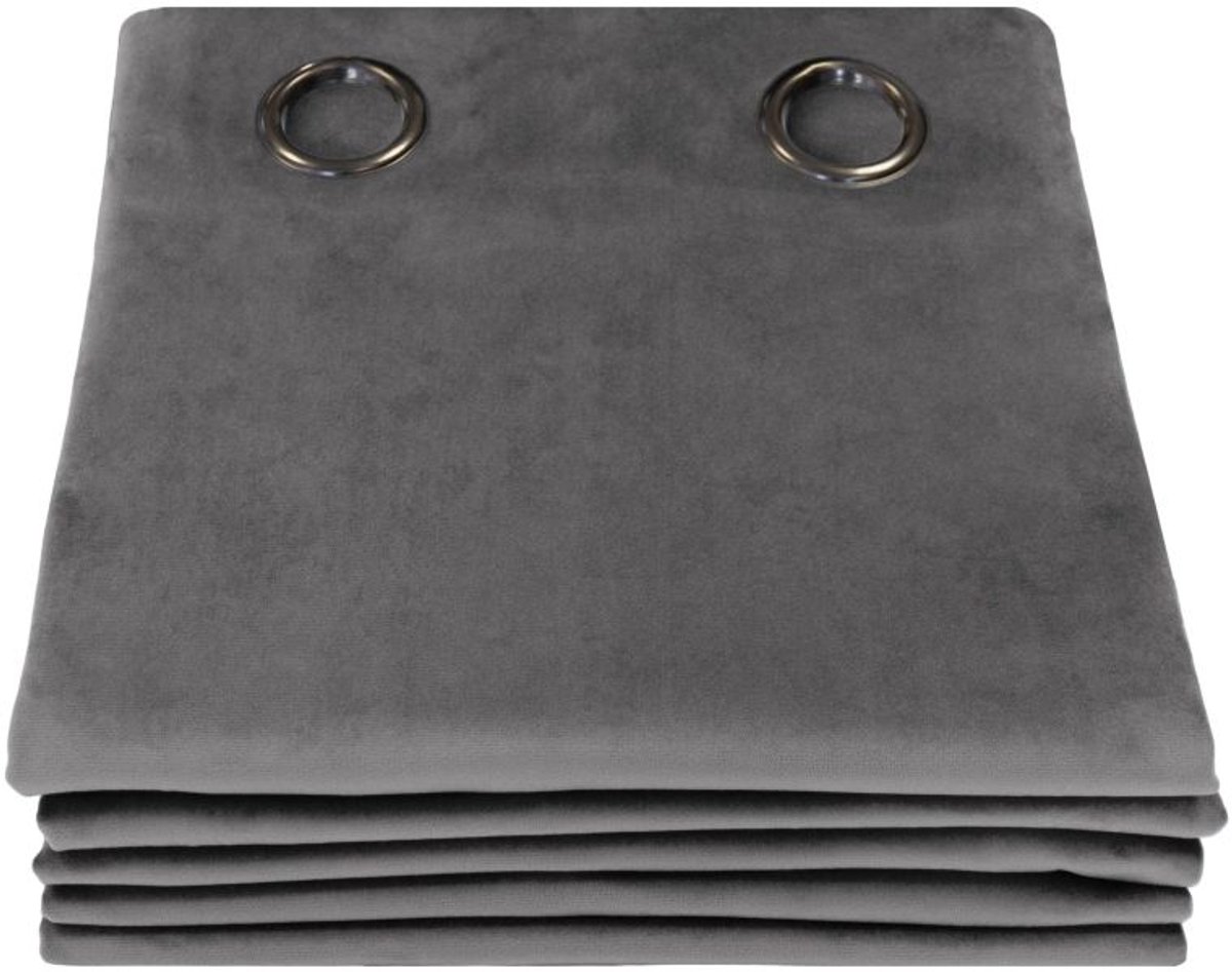 Moondream DecibelControl™ 3in1 Geluidsisolerend gordijn | Thermo Winter+Zomer | 100% Verduisterend | Gepatenteerde Technologie | EU-fabricaat | Fluweel | Oogjes | Grijs MC09 | 130 x 260 (BxH) cm