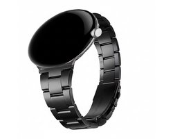 Stalen bandje - RVS - geschikt voor Google Pixel Watch 4 (41mm) / Pixel Watch 3 (41mm) / Pixel Watch 2 / Pixel Watch - schakelband met vlindersluiting - zwart