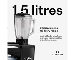 Klarstein Blender keukenmachine, keukenmachines, 3 in 1 keukenmachines, Rührgeräte & Mixer, Teigmaschine met Fleischwolf, keukenmachine , 2000 Watt Teigmaschine Knetmaschine 10L kom - voor Keuken - RVS - Standmixer - Smoothie Maker