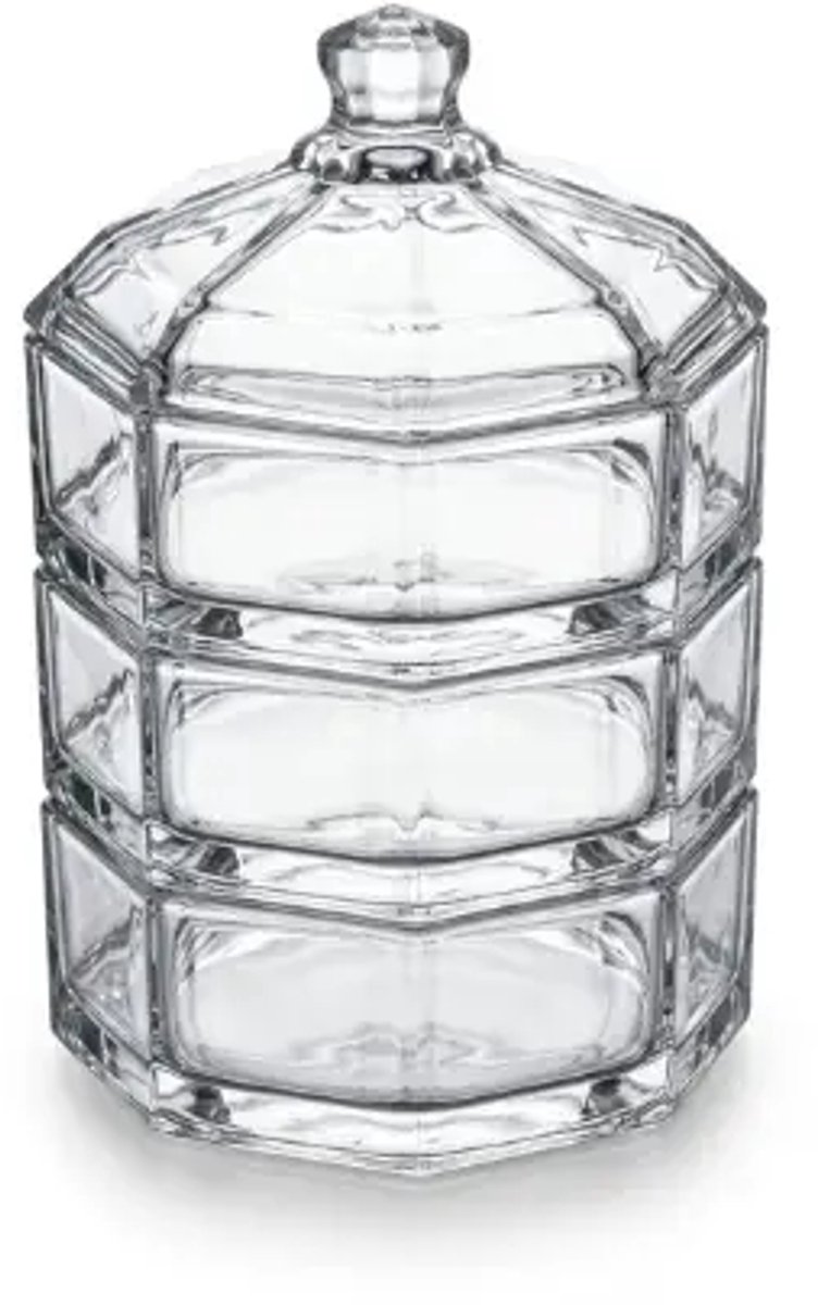 Deli Glass suikerpot Dazzling DSTG1059-4/L3 sprankelend glas met deksel 3-delig