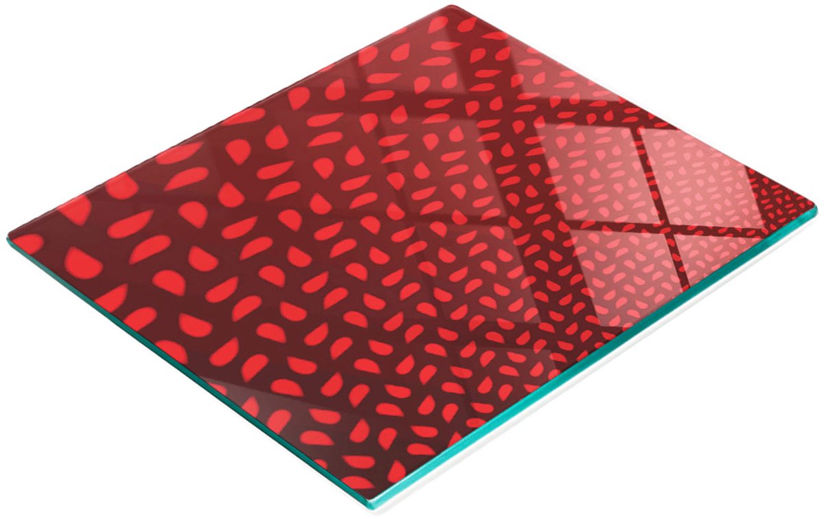 Decoratieve glazen serveerplank met rode bloemblaadjes, 60x52 cm