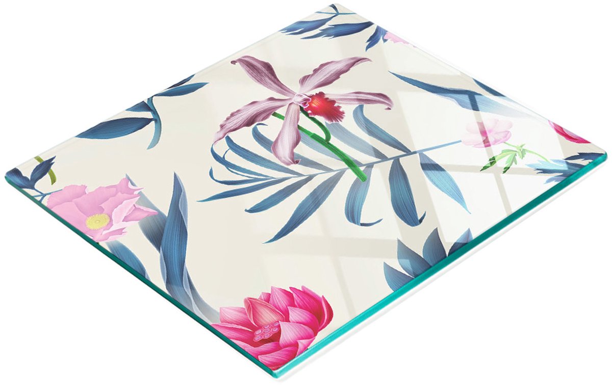 Keukenplank van gehard glas met decoratieve orchideeënafbeeldingen, 60x52 cm