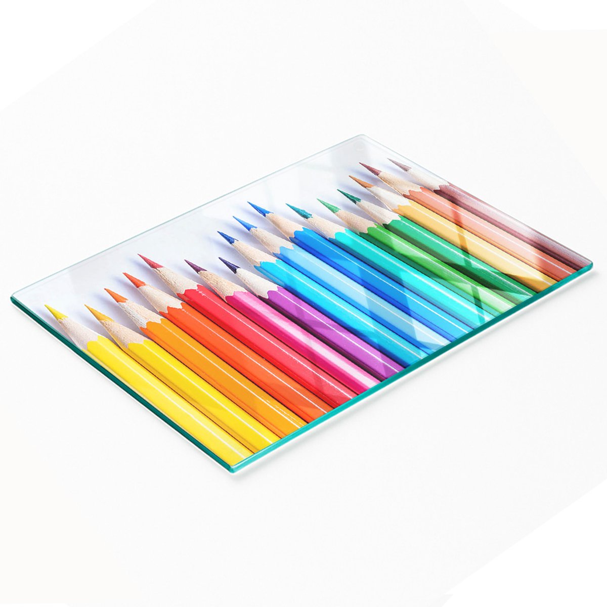Multifunctioneel decoratief glazen keukenbord voor kleurpotloden 80x52 cm
