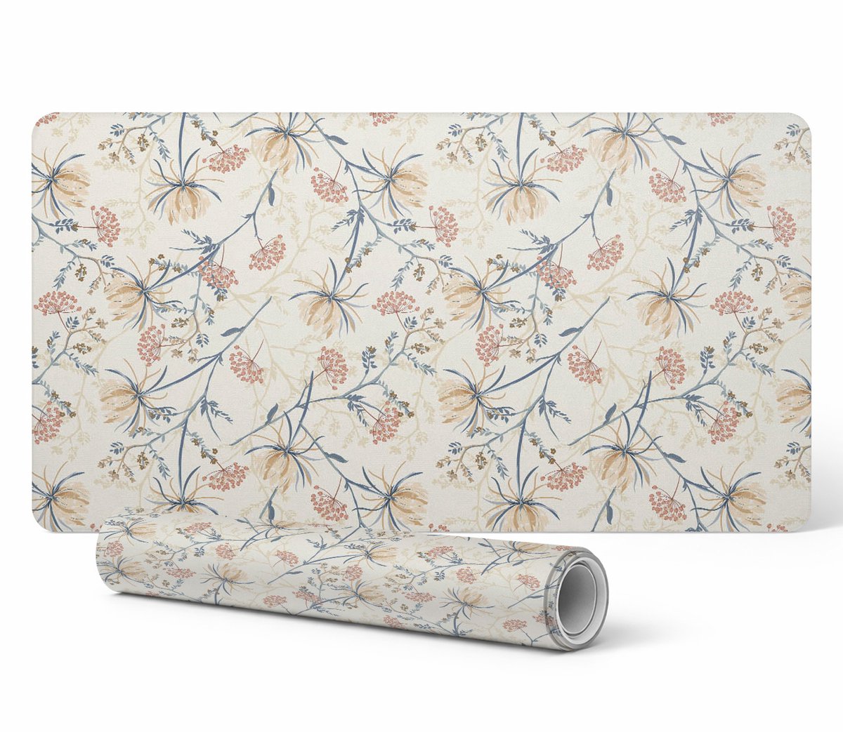 Antislip muis- en toetsenbordmat, vintage bloemenpatroon, 90x45 cm