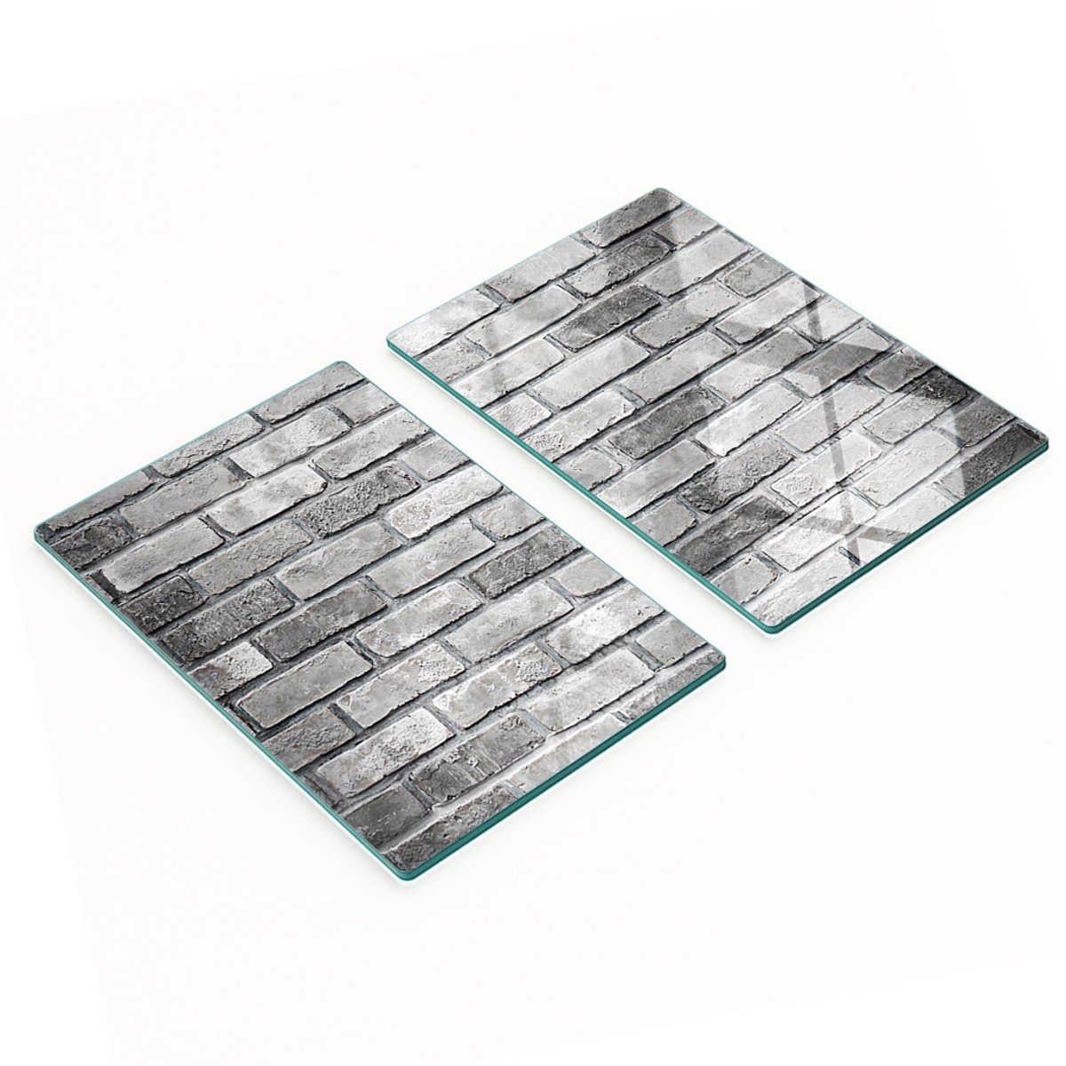 Decoratieve glazen snij- en serveerplanken met bakstenen muurmotief, 2x40x52 cm