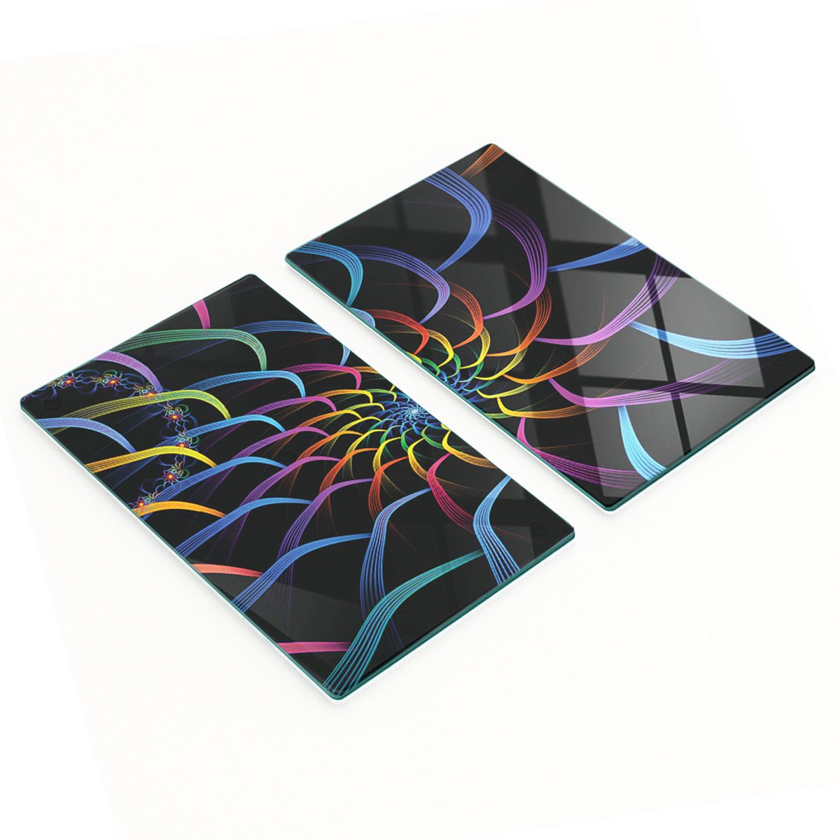 Set van 2 geharde glazen panelen met abstracte afbeelding, 2x30x52 cm