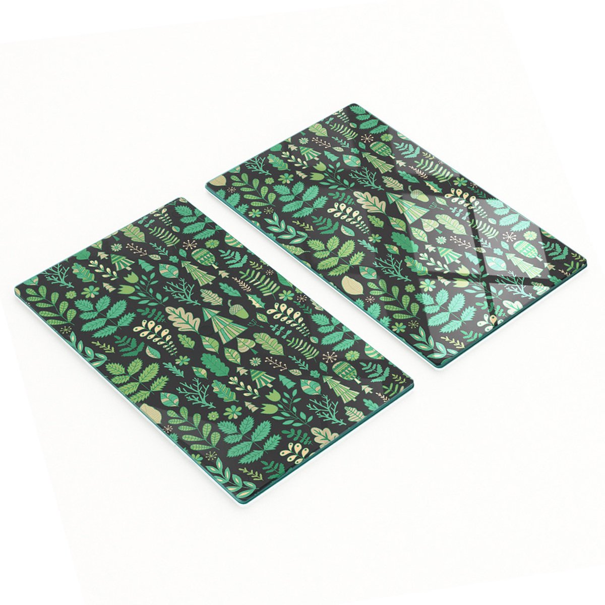 Decoratieve snijplanken van gehard glas met bosmotief, 2x30x52 cm