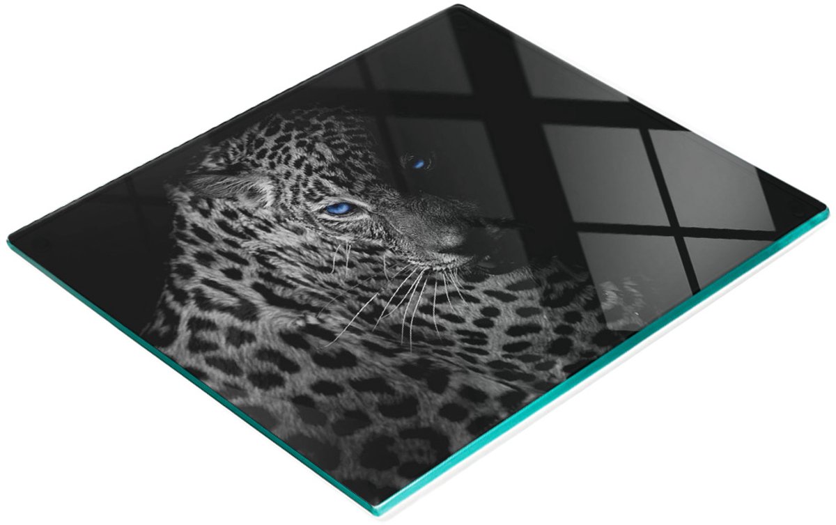 Decoratieve glazen snij- en serveerplank met luipaardprint, 60x52 cm