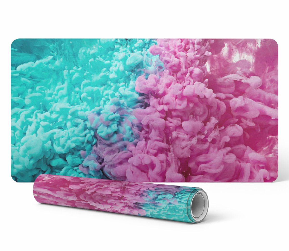 Moderne vinyl toetsenbordmat met kleurrijk rookmotief in water, 90x45 cm