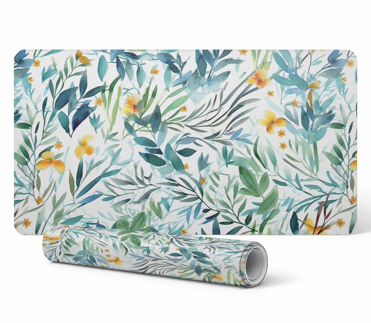 Designer laptop beschermmat met aquarel plantenmotief, 100x50 cm