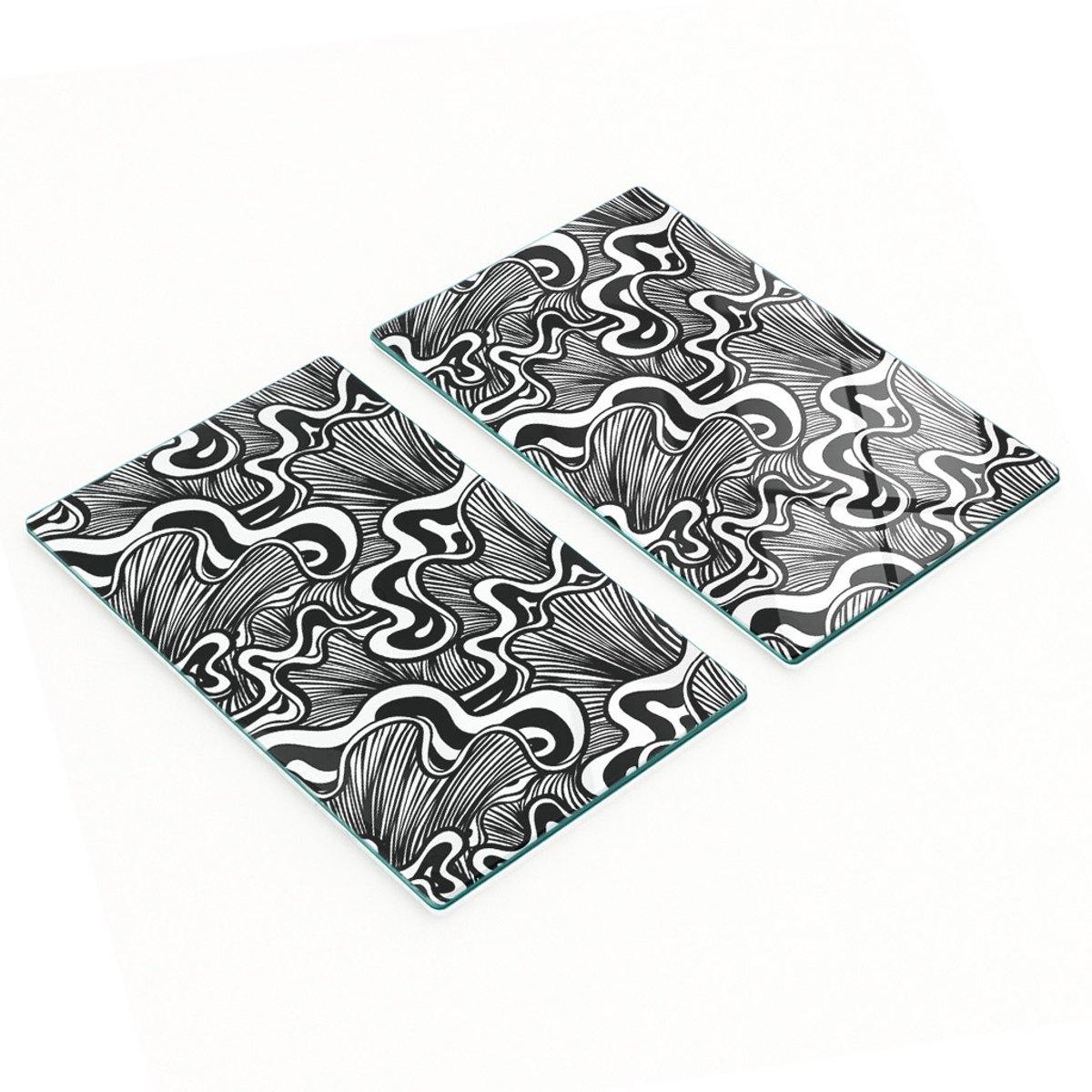 Duurzame en stijlvolle glazen borden met een abstract schelpenpatroon, 2x30x52 cm