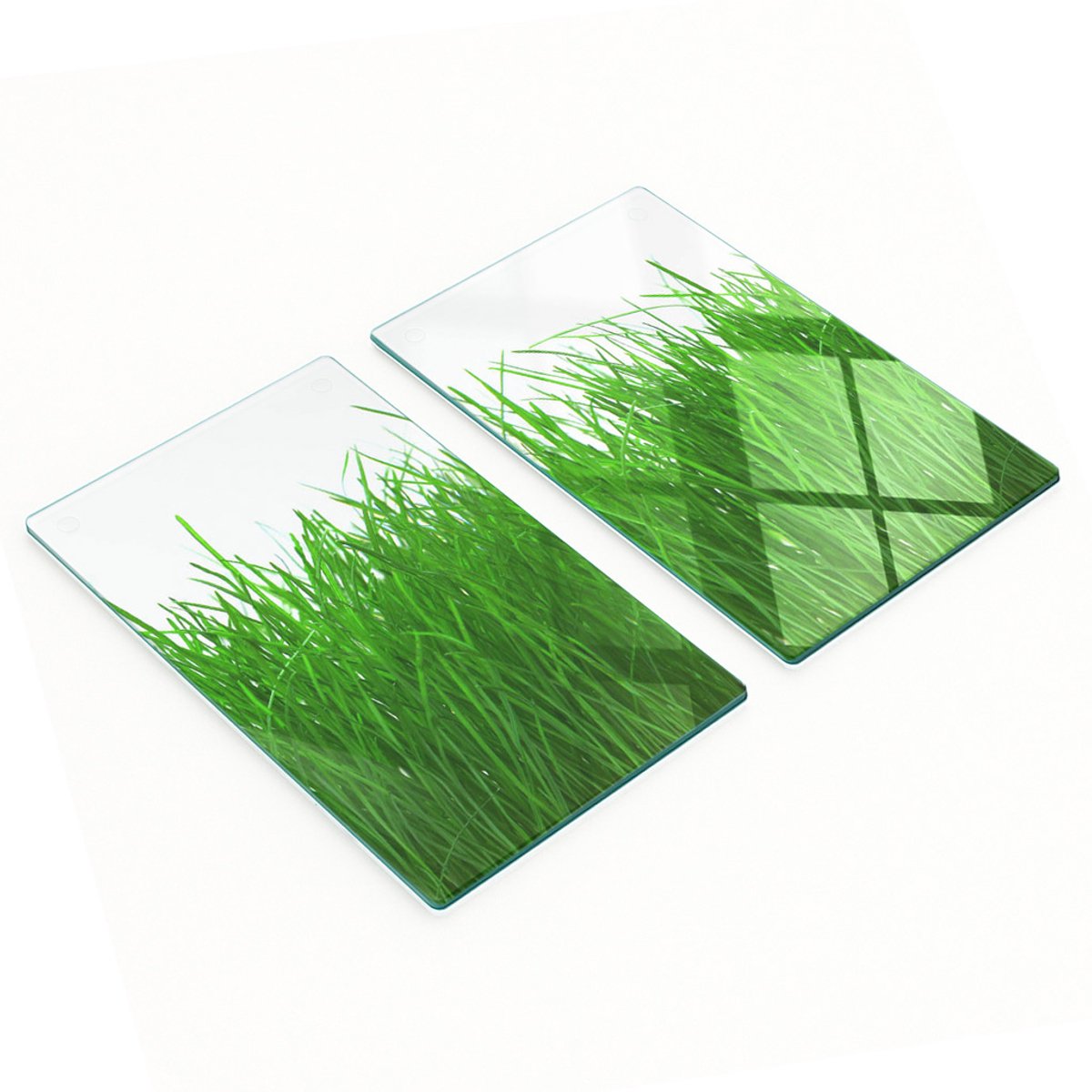 Multifunctionele decoratieve keukenplanken van gehard glas met grasmotief, 2x30x52 cm