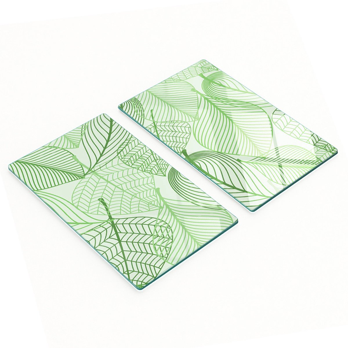 Decoratieve glazen serveerplanken met bladmotief, 2x30x52 cm