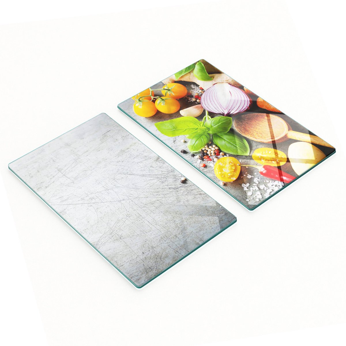 Decoratieve glazen snijplanken met groenteafbeeldingen, 2x30x52 cm