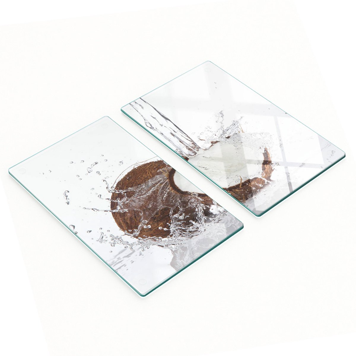 Decoratieve snijplanken van gehard glas, kokosnootkleur, 2x30x52 cm