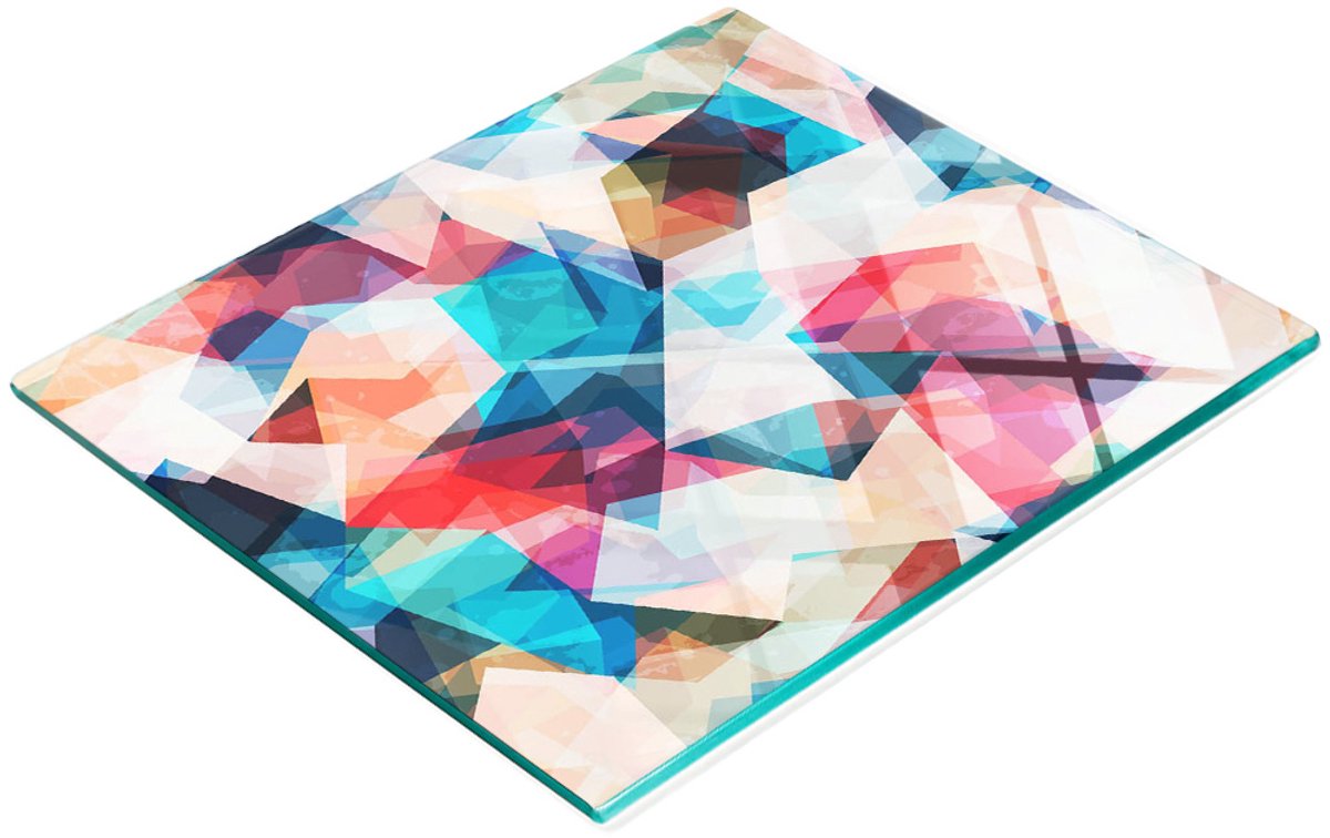 Duurzaam en stijlvol glazen bord met abstract mozaïekpatroon 60x52 cm